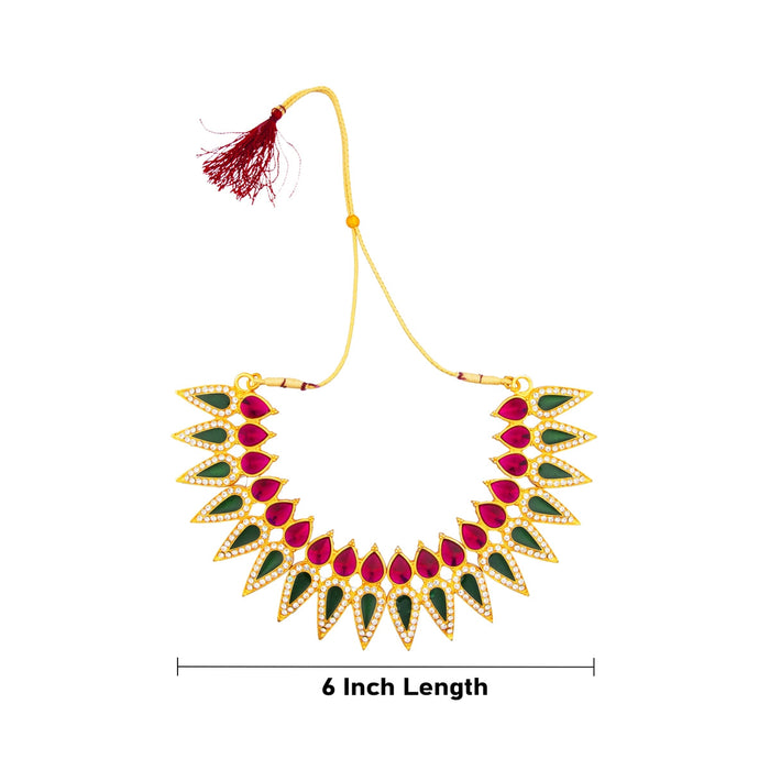 Stone Necklace - 6 Inches | Artificial Jewellery/ Multicolour Stone Jewelry For Classical Dance & Deity