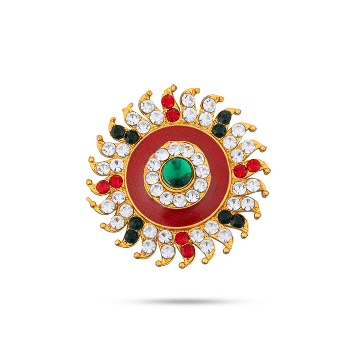 Stone Sun And Moon Pair - 1.75 x 1.25 Inches | Hair Accessories/Sun Moon/Multicolour Stone Jewellery for Deity