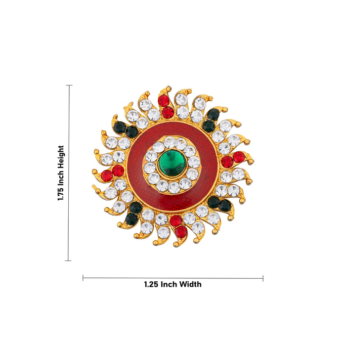 Stone Sun And Moon Pair - 1.75 x 1.25 Inches | Hair Accessories/Sun Moon/Multicolour Stone Jewellery for Deity