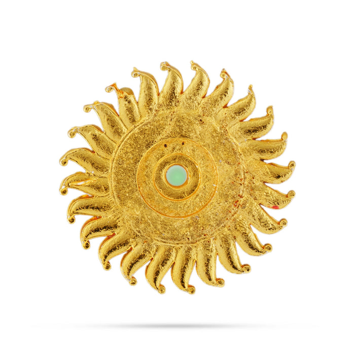 Stone Sun And Moon Pair - 1.25 X 1 Inches | Multicolour Stone Jewellery/ Hair Accessories/ Sun Moon For Deity