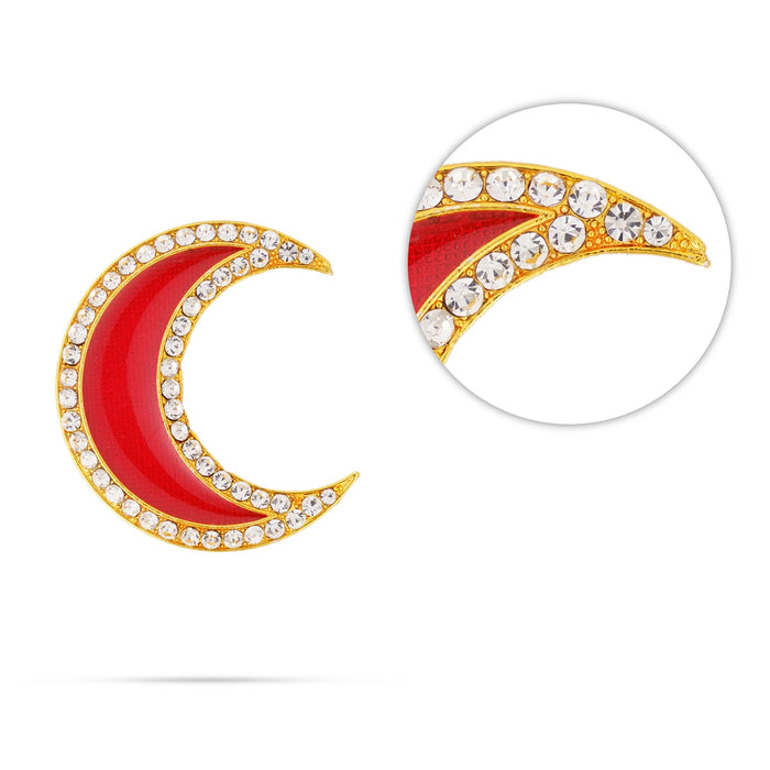 Stone Sun And Moon Pair - 1.25 X 1 Inches | Multicolour Stone Jewellery/ Hair Accessories/ Sun Moon For Deity