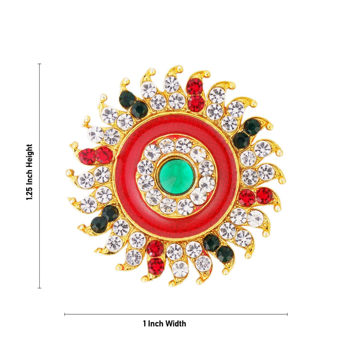 Stone Sun And Moon Pair - 1.25 X 1 Inches | Multicolour Stone Jewellery/ Hair Accessories/ Sun Moon For Deity