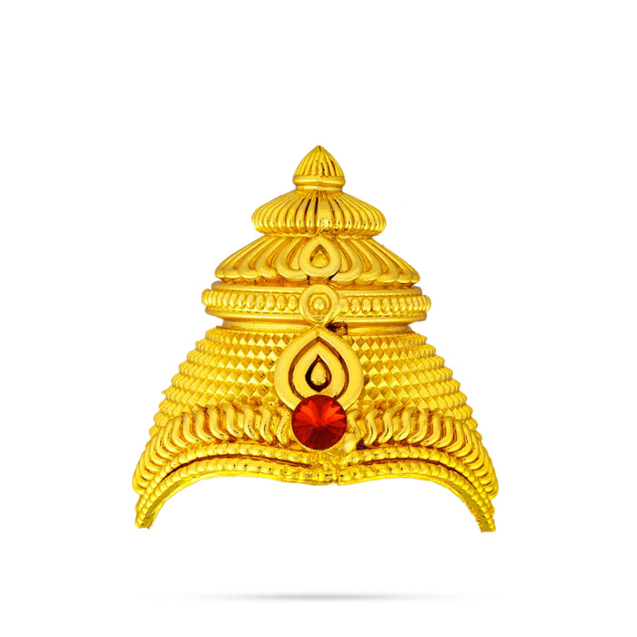 Half Kireedam - 2.25 x 2 Inches | Gold Polish Half Kiridam/ Mukut/ Single Stone Half Crown for Deity
