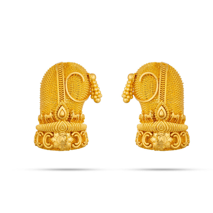 Sridevi Bhudevi Crown Pair - 1.5 X 1 Inches | Mukut/ Gold Polish Kireedam/ Kiridam For Deity Adornment
