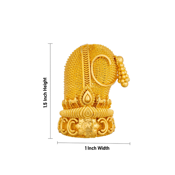 Sridevi Bhudevi Crown Pair - 1.5 X 1 Inches | Mukut/ Gold Polish Kireedam/ Kiridam For Deity Adornment