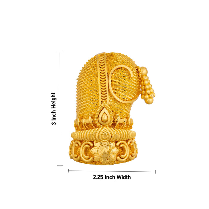 Sridevi Bhudevi Crown Pair - 3 X 2.25 Inches | Gold Polish Kireedam/ Mukut/ Kiridam For Divine Decor