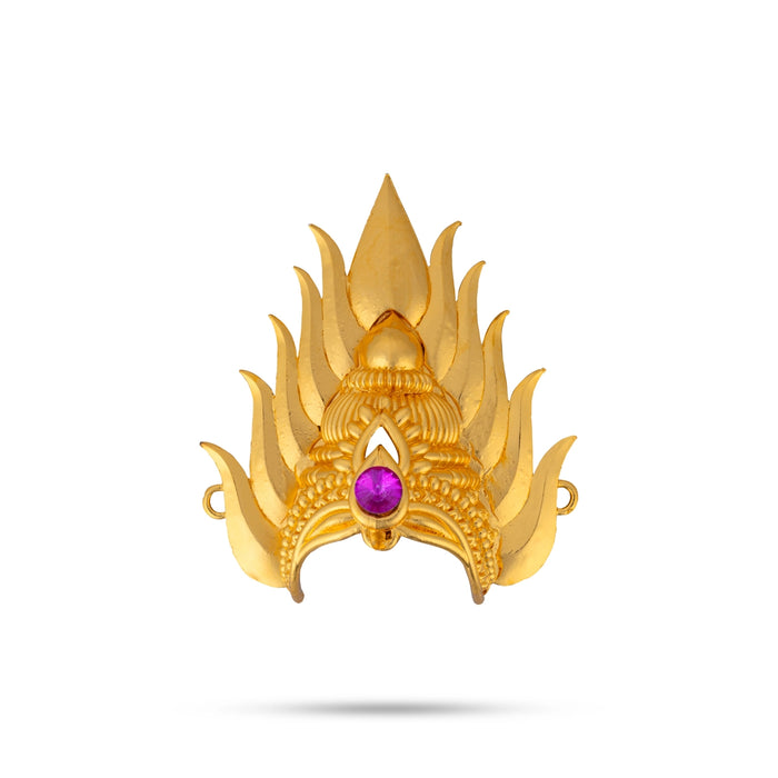 Half Crown - 5 x 4.75 Inches | Gold Polish Kiridam / Sudar Design Mukut / Single Stone Kireedam