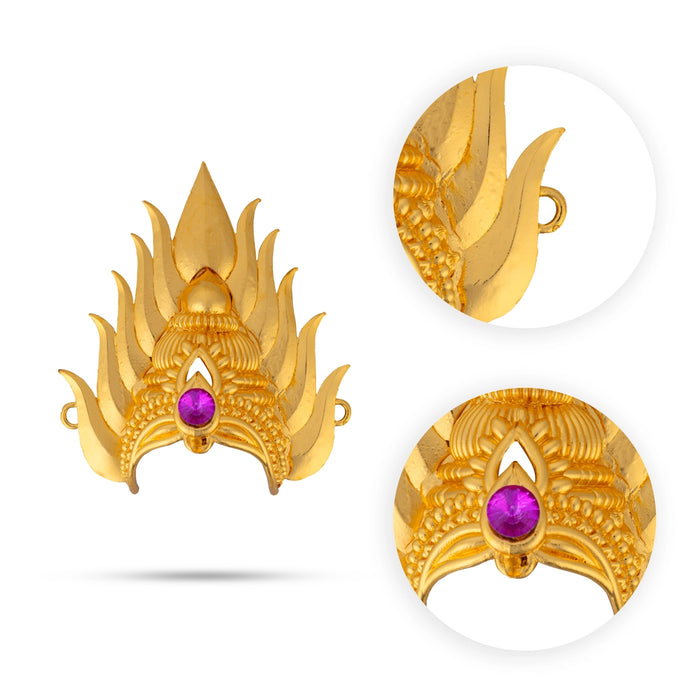 Half Crown - 5 x 4.75 Inches | Gold Polish Kiridam / Sudar Design Mukut / Single Stone Kireedam