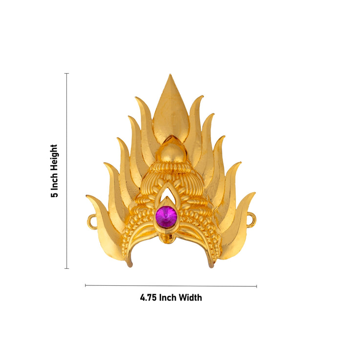Half Crown - 5 x 4.75 Inches | Gold Polish Kiridam / Sudar Design Mukut / Single Stone Kireedam