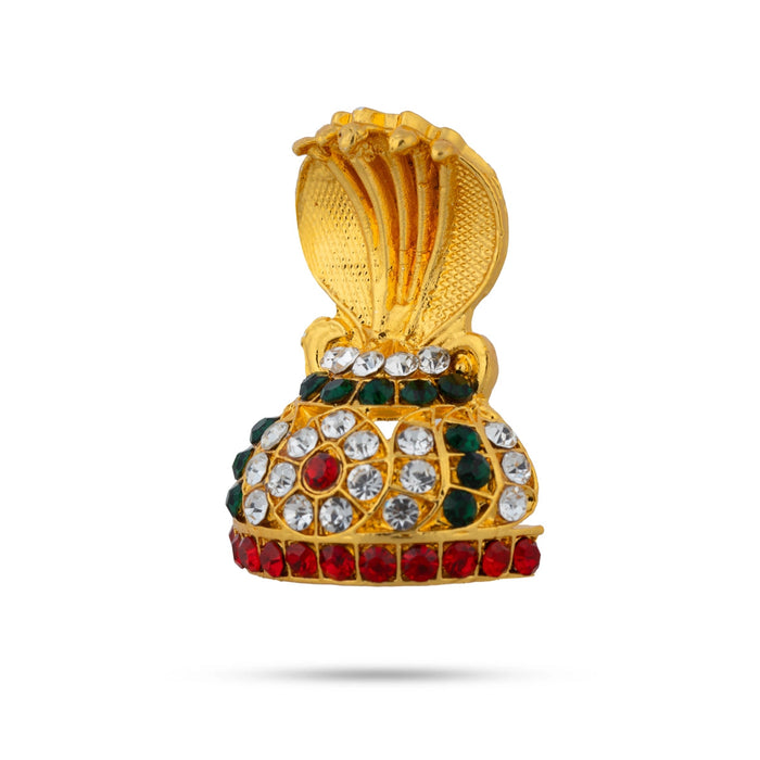 Stone Earring Pair - 1.75 X 1 Inches | Multicolour Stone Ear Studs/ Nag Design Karna Pathakam For Deity