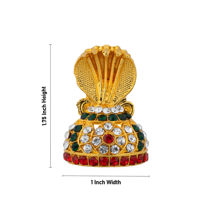 Stone Earring Pair - 1.75 X 1 Inches | Multicolour Stone Ear Studs/ Nag Design Karna Pathakam For Deity