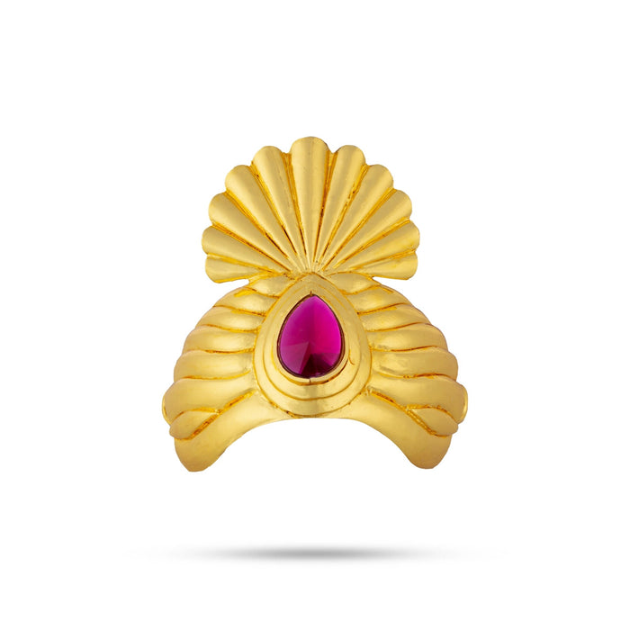 Half Crown - 3.5 X 3.5 Inches | Gold Polish Mukut/ Single Stone Kireedam/ Kiridam For Deity Decoration