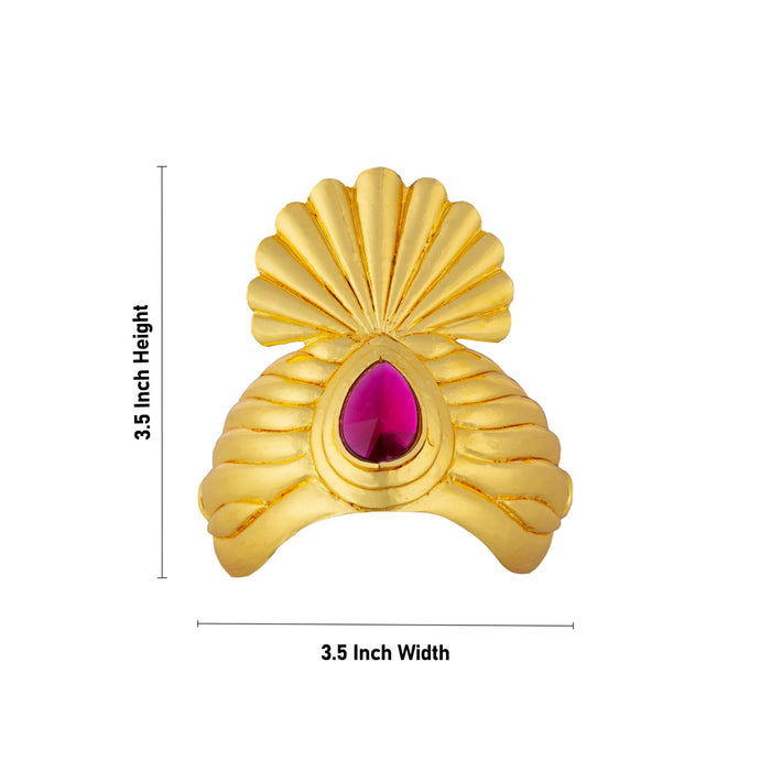 Half Crown - 3.5 X 3.5 Inches | Gold Polish Mukut/ Single Stone Kireedam/ Kiridam For Deity Decoration