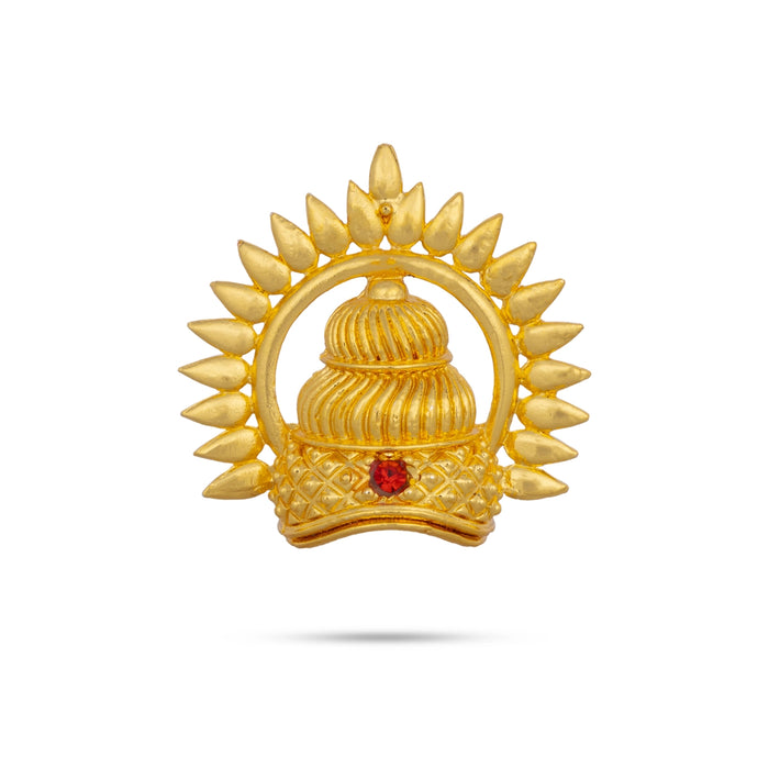 Half Kireedam with Arch - 1.75 x 1.75 Inches | Single Stone Half Crown/ Gold Polish Turban/ Mukut for Deity