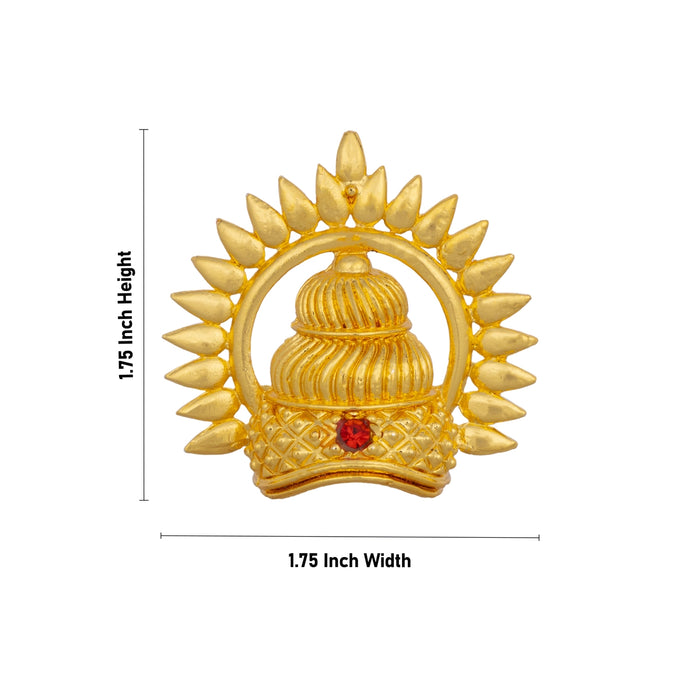 Half Kireedam with Arch - 1.75 x 1.75 Inches | Single Stone Half Crown/ Gold Polish Turban/ Mukut for Deity