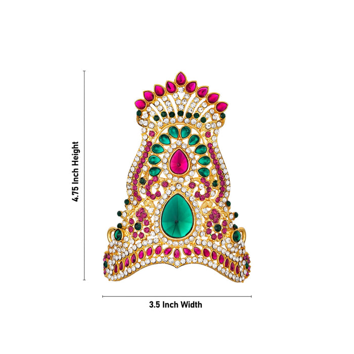 Half Stone Crown - 4.75 X 3.5 Inches | Mukut/ Multicolour Stone Kiridam/ Kireedam For Deity Adornment