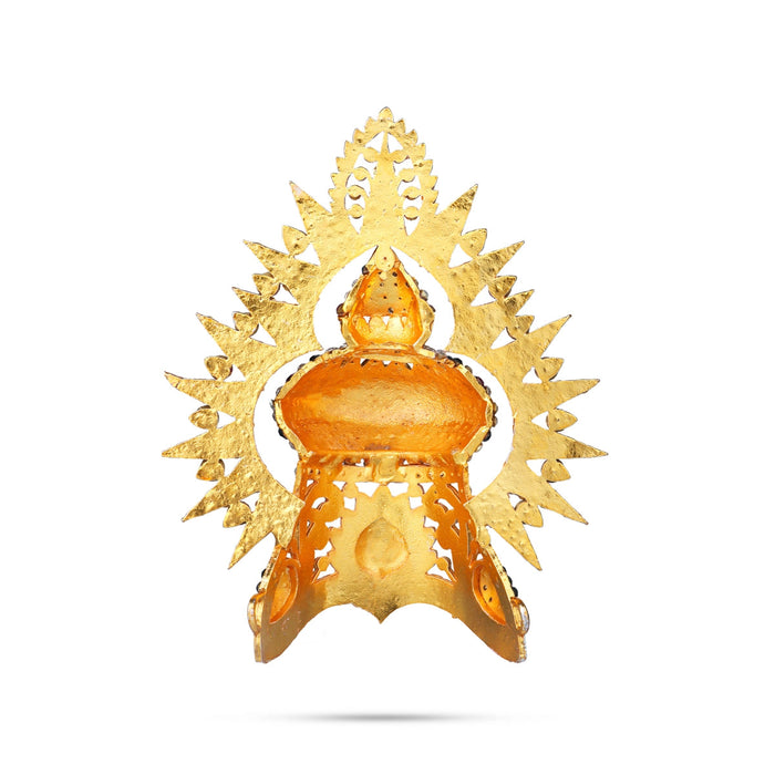 Half Stone Kireedam With Arch - 4.5 X 3.5 Inches | Multi Coloured Stone Mukut/ Kiridam/ Half Crown For Deity