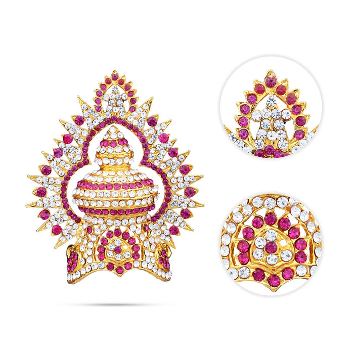 Half Stone Kireedam With Arch - 3.5 X 2.5 Inches | Stone Mukut/ Kiridam/ Half Crown For Deity Decor