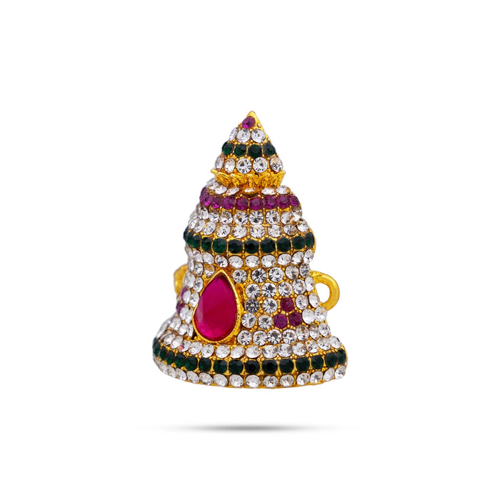 Stone Crown - 1.5 x 5 Inches | Half Kireedam/ Turban/ Multicolour Stone Mukut/ Kiridam for Deity