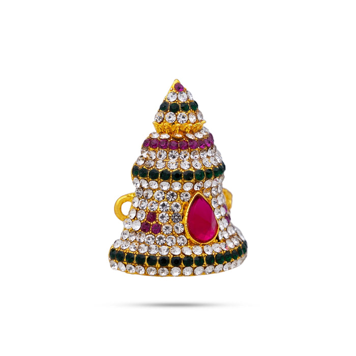 Stone Crown - 1.5 x 5 Inches | Half Kireedam/ Turban/ Multicolour Stone Mukut/ Kiridam for Deity
