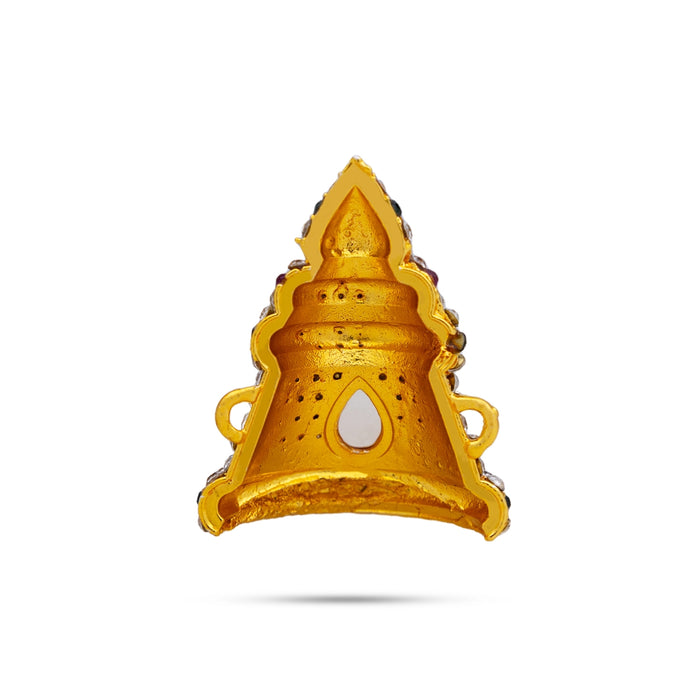 Stone Crown - 1.5 x 5 Inches | Half Kireedam/ Turban/ Multicolour Stone Mukut/ Kiridam for Deity