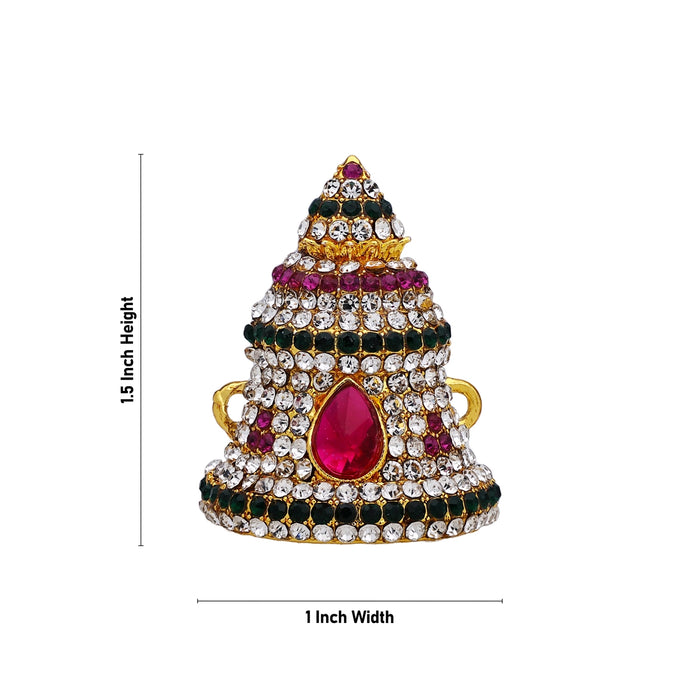Stone Crown - 1.5 x 5 Inches | Half Kireedam/ Turban/ Multicolour Stone Mukut/ Kiridam for Deity