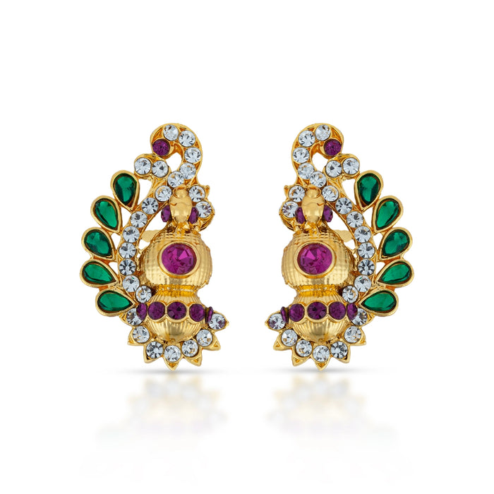 Stone Earring Pair - 1.5 X 0.5 Inches | Stone Studs/ Stone Jewellery/ Stone Earing For Deity Decoration