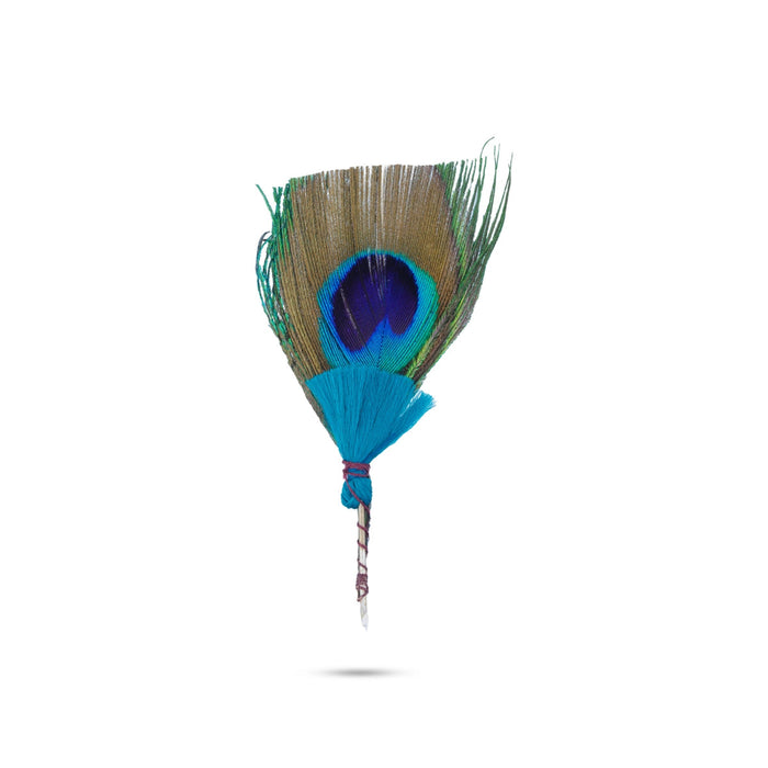 Artificial Peacock Feather- 2 X 1.25 Inches | Mor Pankh/Decorated Mayil Thogai/ Krishna Ji Ka Pankh For Craft