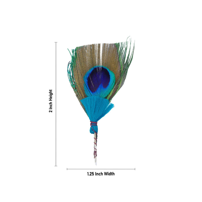 Artificial Peacock Feather- 2 X 1.25 Inches | Mor Pankh/Decorated Mayil Thogai/ Krishna Ji Ka Pankh For Craft