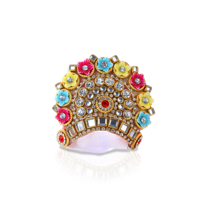 Stone Kireedam - 2 X 2.75 Inches | Laddu Gopal Mukut/ Stone Crown/ Kireetam For Deity Decor