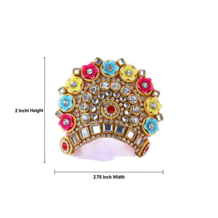Stone Kireedam - 2 X 2.75 Inches | Laddu Gopal Mukut/ Stone Crown/ Kireetam For Deity Decor