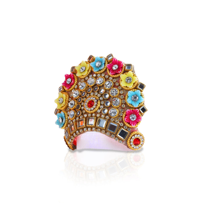 Stone Kireedam - 2 X 2.75 Inches | Laddu Gopal Mukut/ Stone Crown/ Kireetam For Deity Decor