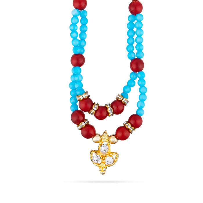 Stone Crown With Beads Mala - 1.75 x 1.5 Inches | Kireedam With Moti Mala/ Artificial Jewelry for Deity