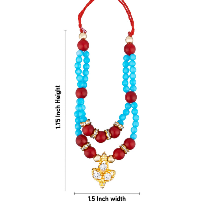 Stone Crown With Beads Mala - 1.75 x 1.5 Inches | Kireedam With Moti Mala/ Artificial Jewelry for Deity