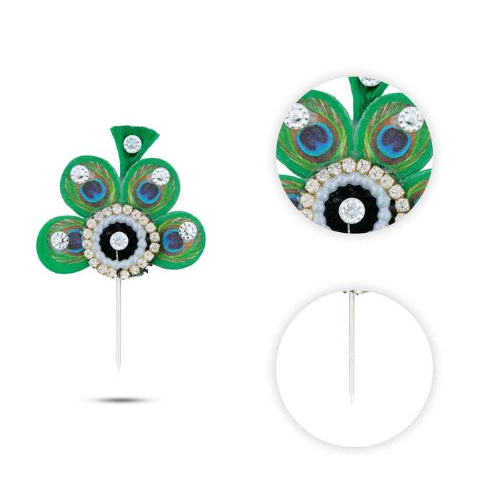 Beautiful Mor Pankh Kalangi - 1.5 Inches | Mor Pankh Kalangi/ Krishna Ji Ka Pankh For Deity Decoration