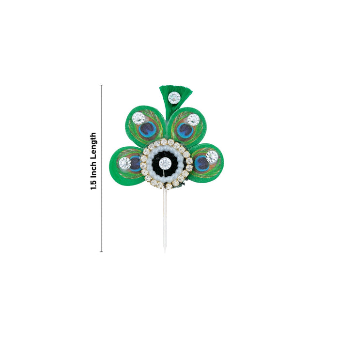 Beautiful Mor Pankh Kalangi - 1.5 Inches | Mor Pankh Kalangi/ Krishna Ji Ka Pankh For Deity Decoration