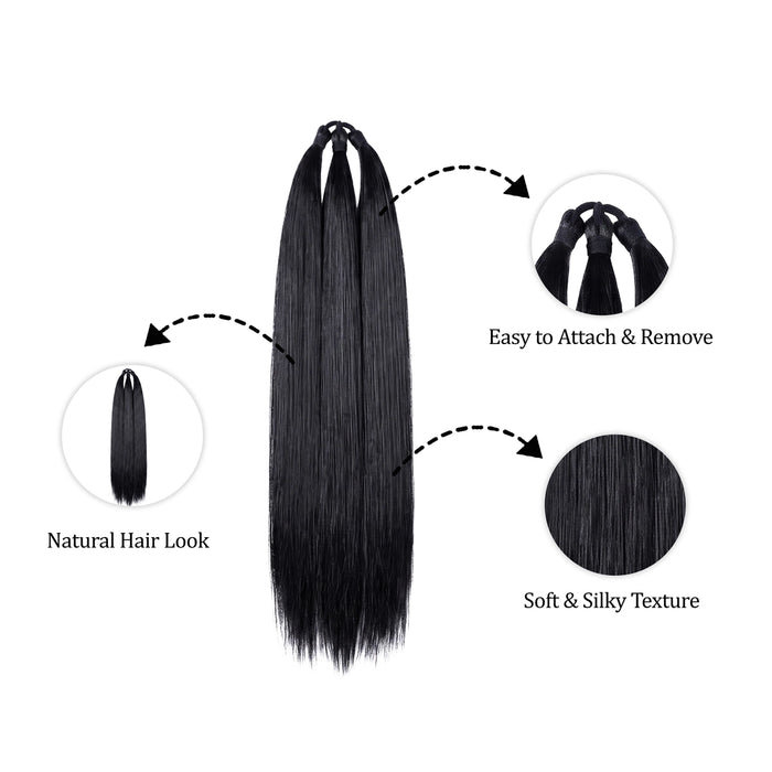 Artificial Hair - 24 Inches | Synthetic Hair Extensions/ Fake Hair For Traditional Styling & Deity Decor