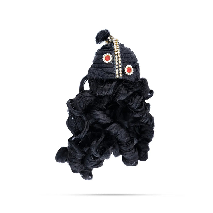 Artificial Hair - 6.5 x 1.5 Inches | Laddu Gopal Hair/Krishna Hair/Stone&Curly Design Synthetic Hair for Deity