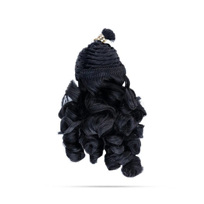 Artificial Hair - 6.5 x 1.5 Inches | Laddu Gopal Hair/Krishna Hair/Stone&Curly Design Synthetic Hair for Deity