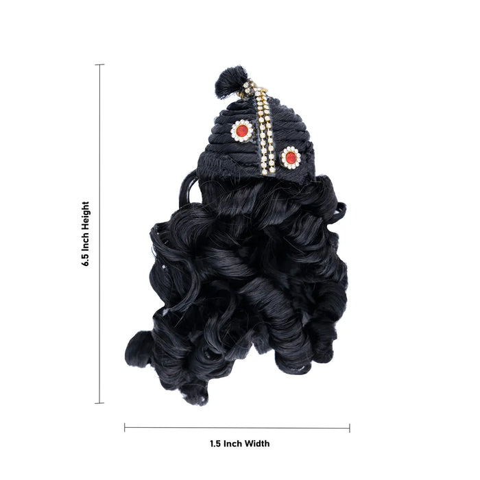 Artificial Hair - 6.5 x 1.5 Inches | Laddu Gopal Hair/Krishna Hair/Stone&Curly Design Synthetic Hair for Deity