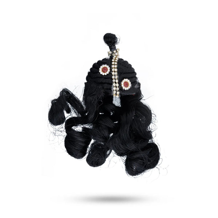 Artificial Hair - 4.5 x 1.25 Inches | Laddu Gopal Hair/Krishna Hair/Stone&Curly Design Synthetic Hair for Deity