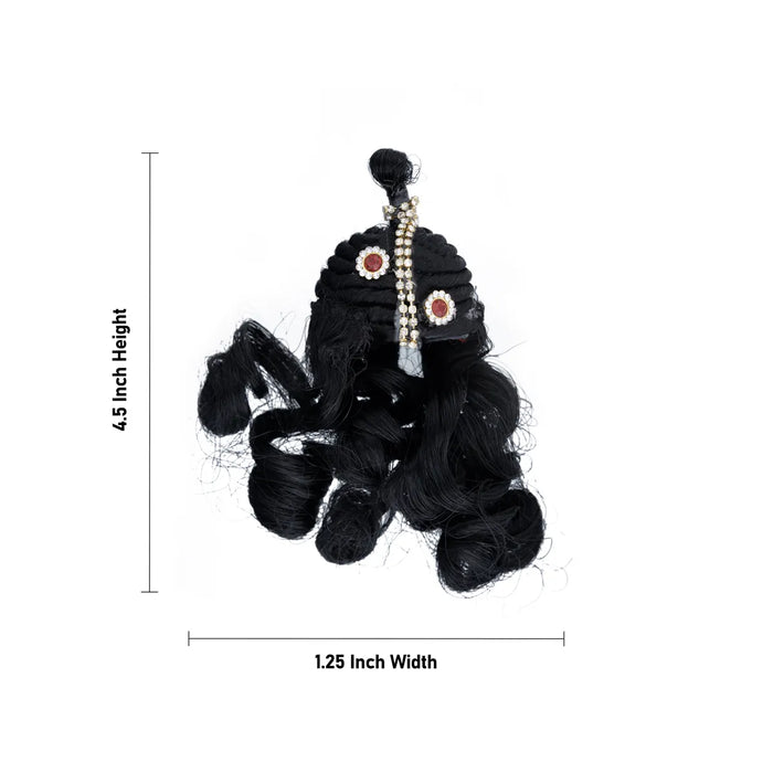 Artificial Hair - 4.5 x 1.25 Inches | Laddu Gopal Hair/Krishna Hair/Stone&Curly Design Synthetic Hair for Deity