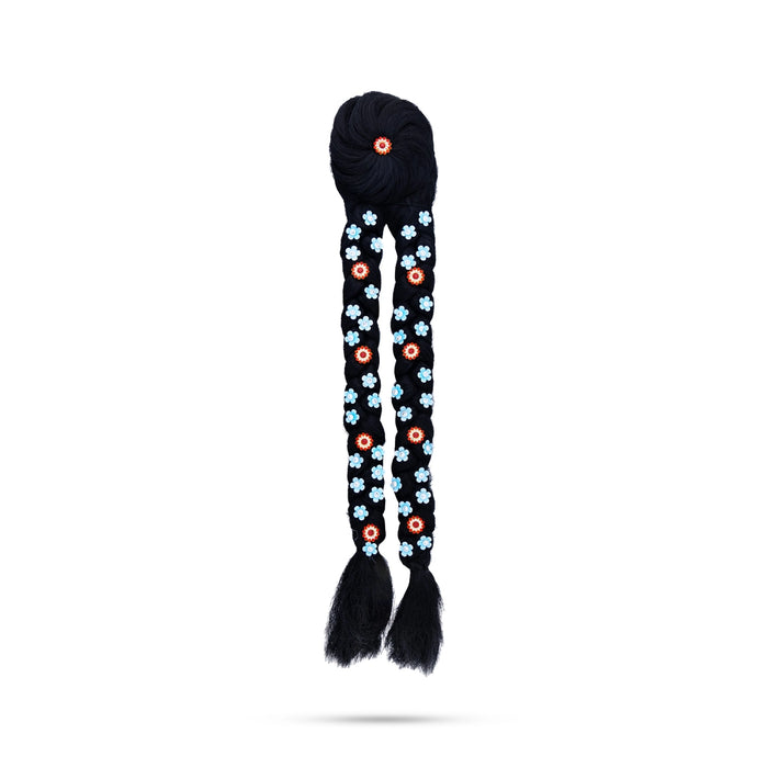 Decorated Radha Hair - 17 Inches | Artificial Hair/ Radha Choti/ Synthetic Hair For Deity Decor