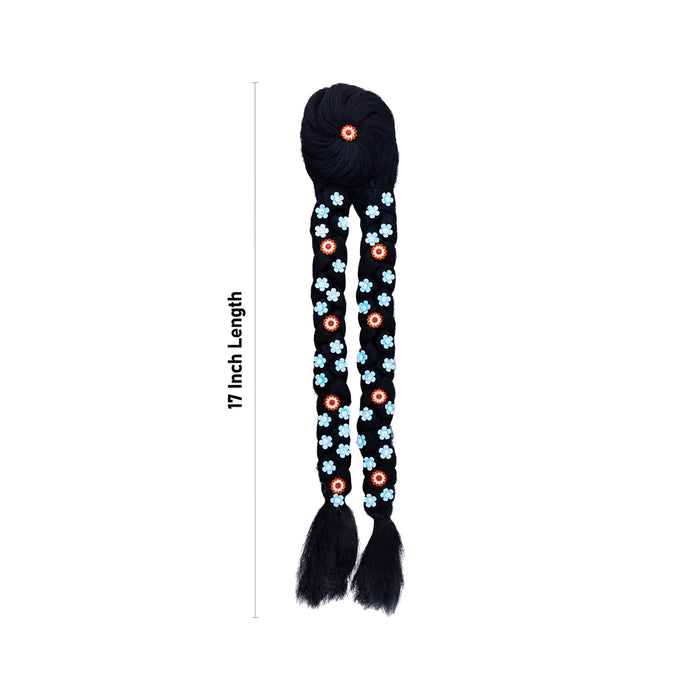 Decorated Radha Hair - 17 Inches | Artificial Hair/ Radha Choti/ Synthetic Hair For Deity Decor