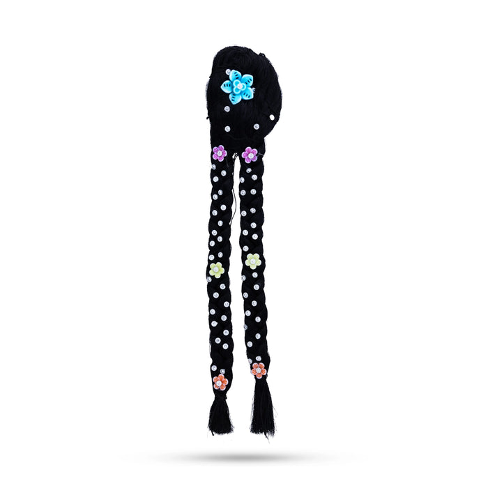 Radha Choti Artificial Hair - 9 Inches |Synthetic Hair/ Decorated Radha Hair for Deity Decoration