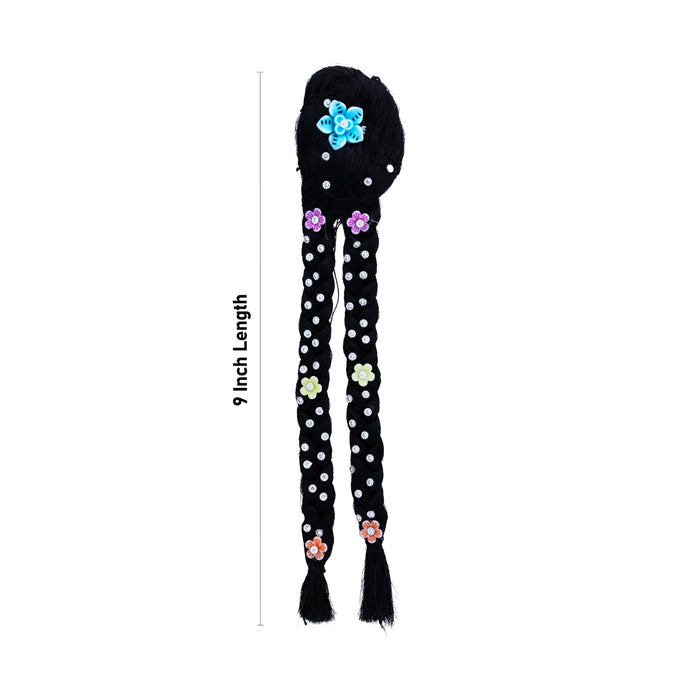 Radha Choti Artificial Hair - 9 Inches |Synthetic Hair/ Decorated Radha Hair for Deity Decoration