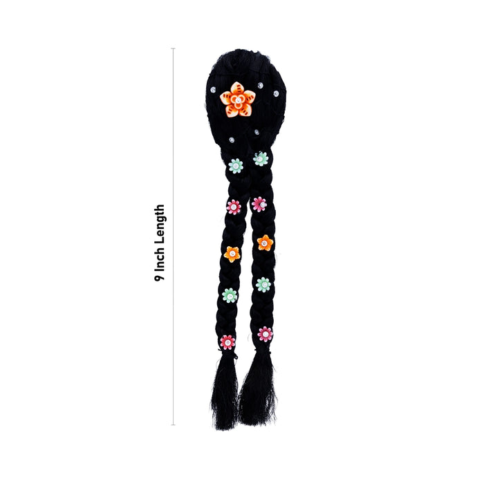Artificial Hair - 9 Inches | Radha Jadai Alangaram/ Radha Choti/ Flower Design Hair for Deity Decor