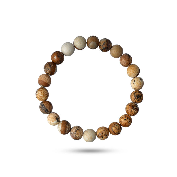 Picture Jasper Beads Bracelet - 2.5 Inches | Semi precious Wrist Band/ Beaded Hand Band