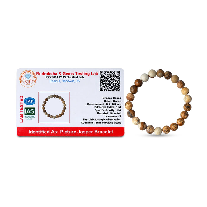 Picture Jasper Beads Bracelet - 2.5 Inches | Semi precious Wrist Band/ Beaded Hand Band