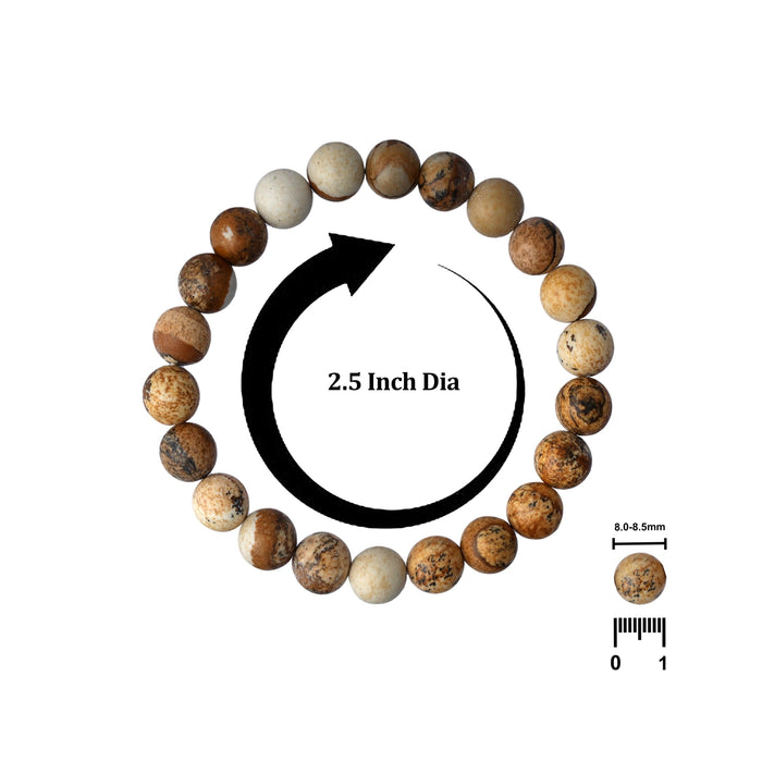 Picture Jasper Beads Bracelet - 2.5 Inches | Semi precious Wrist Band/ Beaded Hand Band